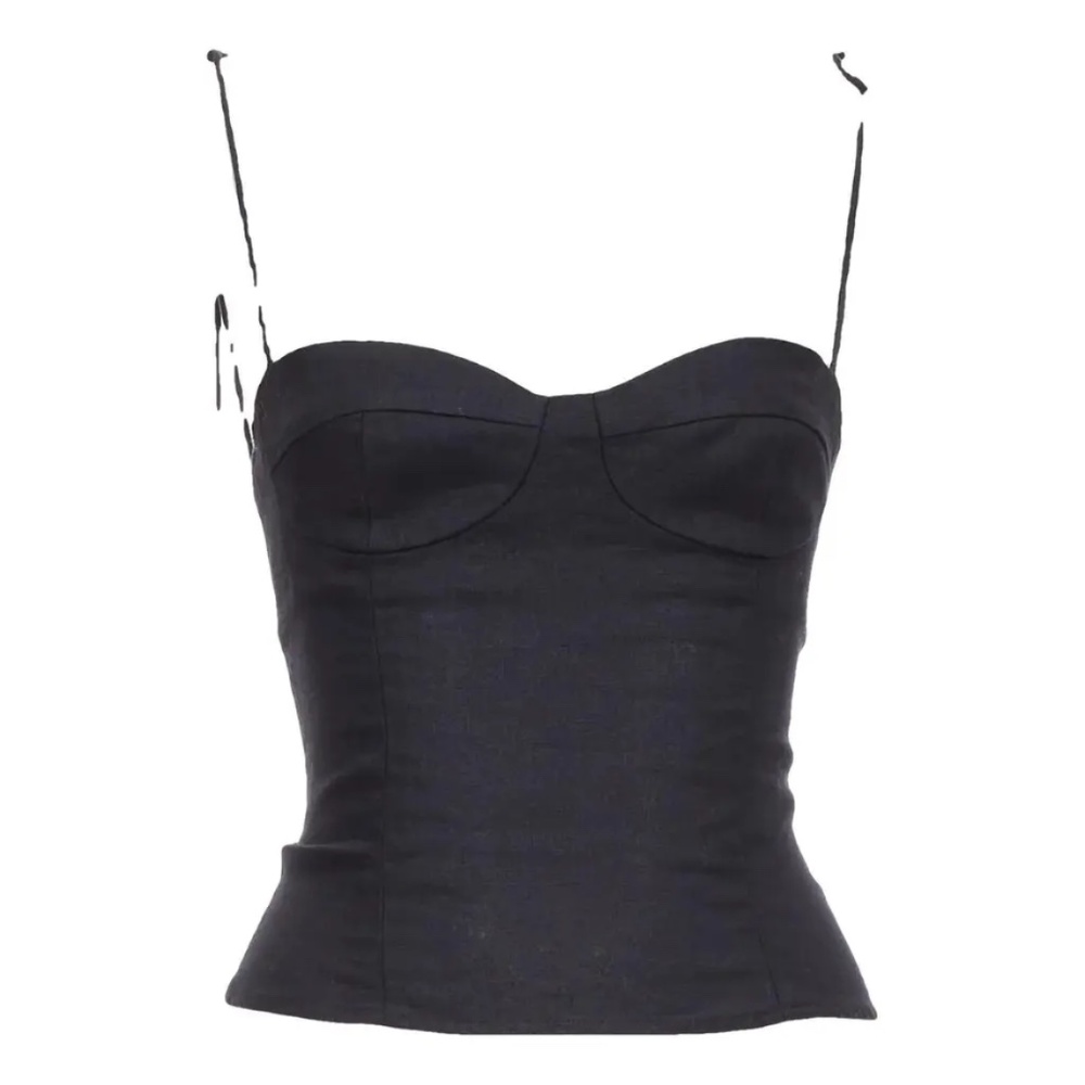 Reformation linen bustier black top size 0